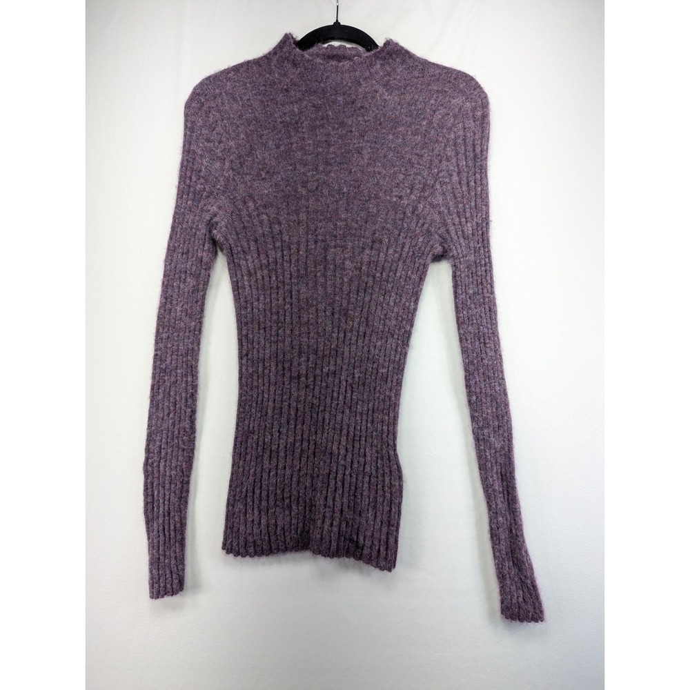 Madewell Alpaca Blend Ribbed Mock Neck Sweater Purple Marled XL CKP481142761